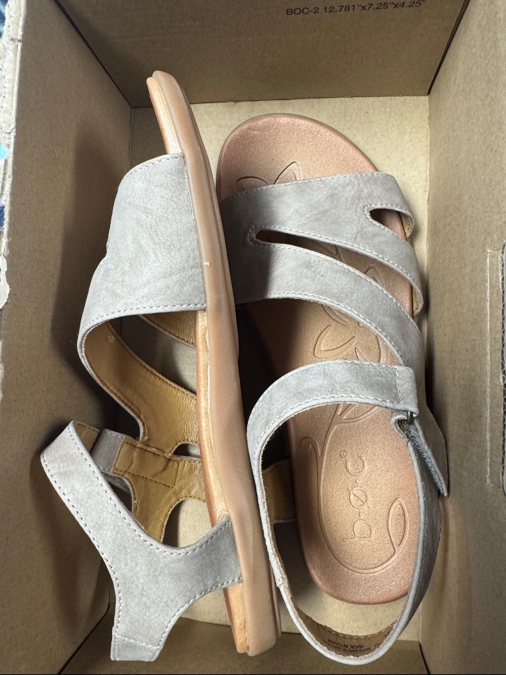 b.o.c. Women's Taupe Strappy Suede Sandals - Picture 2 of 4